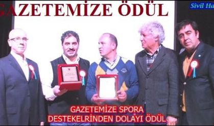 Gazetemize bir ödül de Spor camiasından